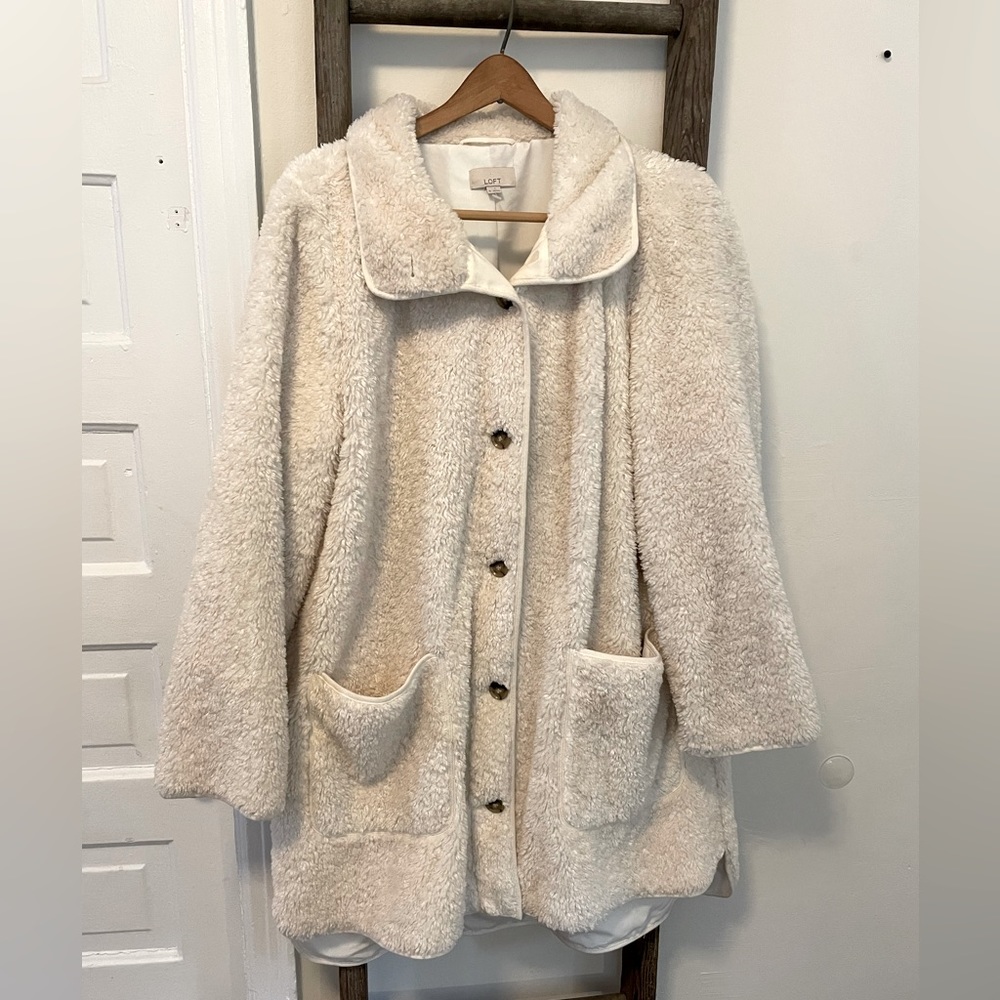 LOFT Sherpa Funnel Neck Coat XL